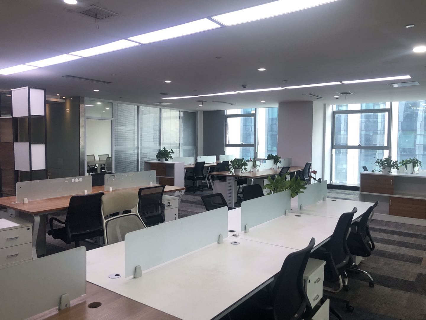 天府二街大面积 10隔间48工位 精装带家具 双面次采光 绿地之窗